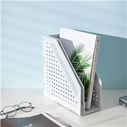 Накопитель д\бумаг верт. 2 отд. Deli 16.8*25.5*24.3см серый сборный (186293)