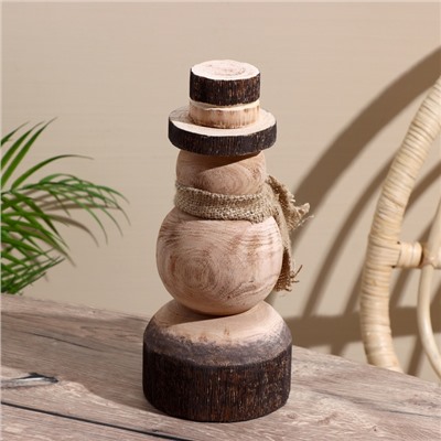 Сувенир новогодний «Снеговик», 11.5×11.5×25.5 см, манговое дерево