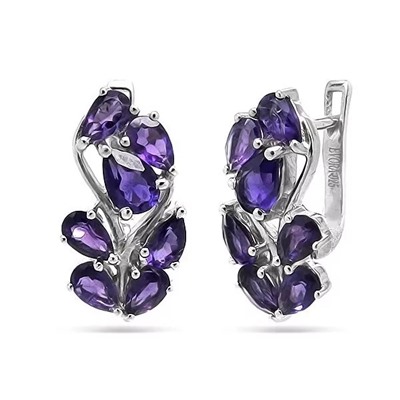 Серьги из серебра аметист, Брюнетка