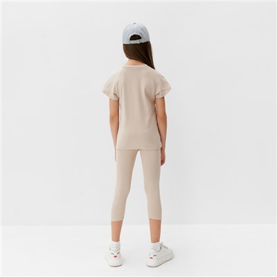 Комплект для девочки (майка и велосипедки) MINAKU, бежевый, рост 140 см