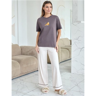 Футболка с принтом свободная из премиального 100% хлопка