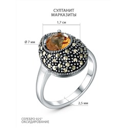 Кольцо из чернёного серебра с султанитом и марказитами GAR2282