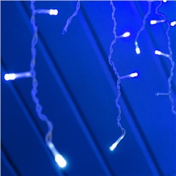 Гирлянда «Бахрома» 3 × 0.6 м, IP44, УМС, белая нить, 160 LED, свечение синее, мерцание белым, 220 В