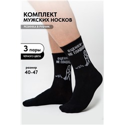 Носки мужские Оценки не главное (набор 3 пары) (Черный)