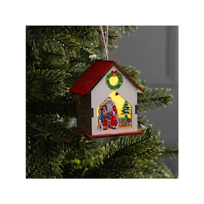 Подвеска световая «Дом Деда Мороза», 7×6×8 см, 1 LED, от батареек AG10×3, свечение тёплое белое