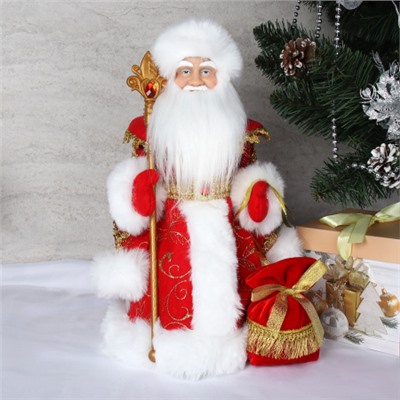 Фигурка Дед Мороз 40 см красный кафтан / 1315-16 /уп 18/ музыкальный