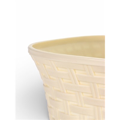 Кашпо для цветов «Ротанг», 6.9 л, 25.6×25.6×18.8 см, пластиковое, с поддоном, бежевое