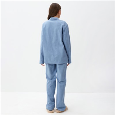 Пижама женская (рубашка, брюки) KAFTAN Basic, размер 52-54, голубая