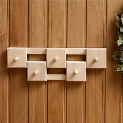 Вешалка для бани и сауны «Гармония», деревянная, настенная, 5 крючков, «Добропаровъ»