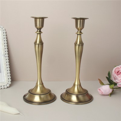 Подсвечник 2 штуки набор бронза 25 см / 6301S /уп 30/