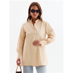Рубашка женская MINAKU: Casual Collection, размер 44, бежевая