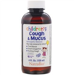 NatraBio, Children's Cough & Mucus, без спирта, натуральный ягодный вкус, от 4 месяцев, 120 мл (4 жидк. унции)