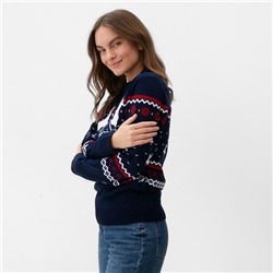 Свитер вязаный новогодний KAFTAN Family look, размер 46, синий