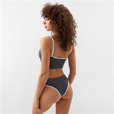 Комплект нижнего белья женский (топ, трусы) Collorista, тёмно-серый, размер 42-44