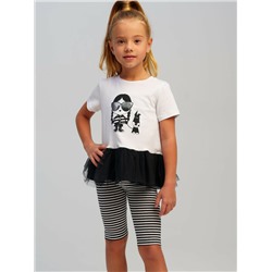 Комплект трикотажный для девочек: брюки (легинсы укороченные), фуфайка (футболка)