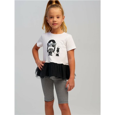 Комплект трикотажный для девочек: брюки (легинсы укороченные), фуфайка (футболка)