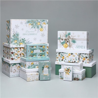 Набор новогодних подарочных коробок 15 в 1 «Чудеса случаются!», 12×6.5×4 см - 46.5×30×17.5 см