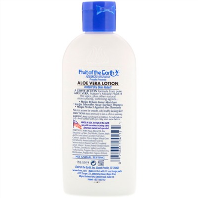 Fruit of the Earth, Aloe Vera with Naturals, Skin Care Lotion, 4 fl oz (118 ml)