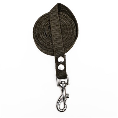 Брезентовый поводок, 3 м × 2 см, тёмно-зелёный