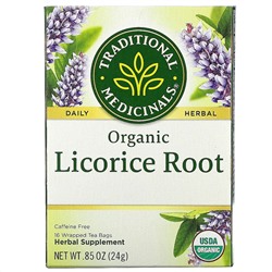 Traditional Medicinals, органический корень солодки, без кофеина, 16 чайных пакетиков, 24 г (0,85 унции)