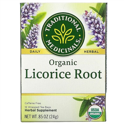 Traditional Medicinals, органический корень солодки, без кофеина, 16 чайных пакетиков, 24 г (0,85 унции)