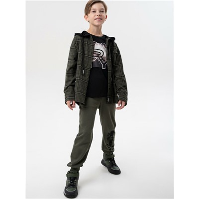 Рубашка текстильная с капюшоном из трикотажа для мальчиков