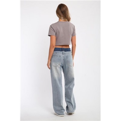 83908 укороченная футболка женская (Серый)