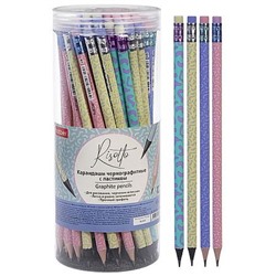 Карандаш черногр. "Ризотто" круглый с ластиком НВ, из черного дерева ассорти (091766) Хатбер