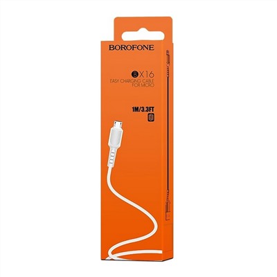 Кабель USB - micro USB Borofone BX16 Easy 12W 100см 2,4A  (white)