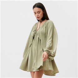 Платье мини женское MIST с глубоким вырезом, размер 48, оливковое
