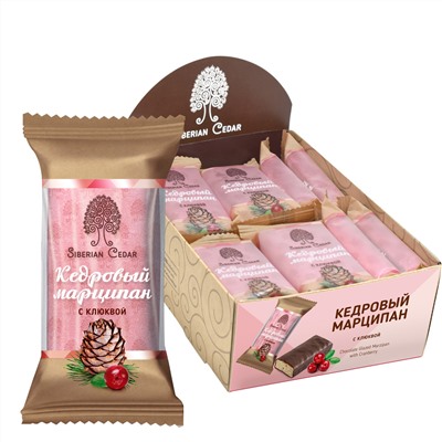 Кедровый марципан с клюквой  / батончик / шоу-бокс / 18 шт / 720 г / Сибирский кедр