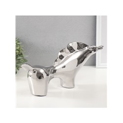 Фигурка керамика «Целеустремленный конь», серебро, 7×39.5×17 см