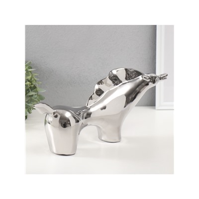 Фигурка керамика «Целеустремленный конь», серебро, 7×39.5×17 см