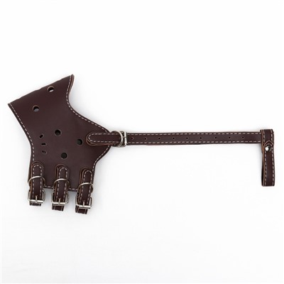 Намордник из прессованной кожи регулируемый, №4, ДН 8.8 см, ОМ 29-35 см, коричневый