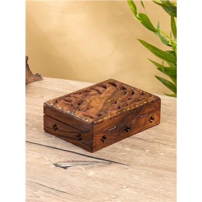 Шкатулка резная «Хранитель», 18×13×6 см, дерево шишам
