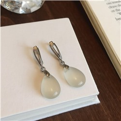 Серьги бижутерия длинные с натуральным лунным камнем, арт.007.132