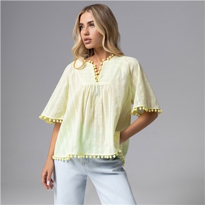 Блуза свободного кроя, Летний фольклор (желтая)