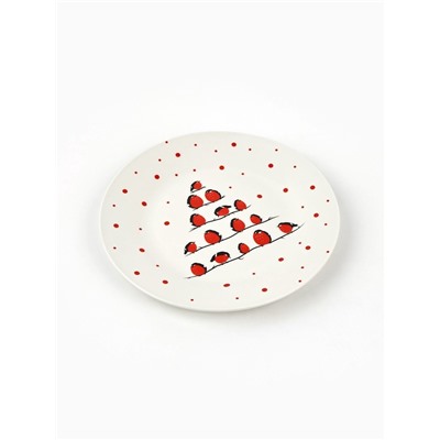 Тарелка плоская новогодняя «Снегири», d=20 см