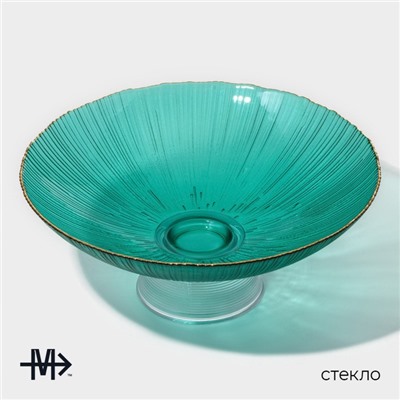 Ваза для фруктов Magistro «Фейерверк», 3.8 л, 33×13.5 см, стекло, цвет изумрудный