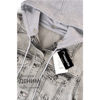 Женская джинсовая куртка с капюшоном Happyfox