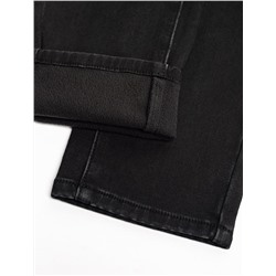 Джинсы mom-fit из эластичного денима на флисе