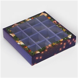 Коробка под 16 конфет новогодняя «Сказке быть!», 17.5×17.5×3.5 см