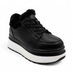 Ботинки из натуральной кожи на меху MD0123-5 черные