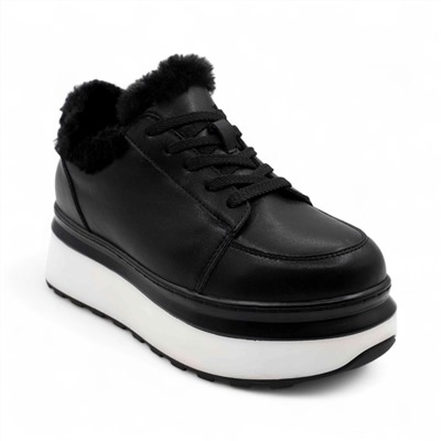 Ботинки из натуральной кожи на меху MD0123-5 черные