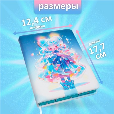 Записная книжка подарочная 96 листов, в линейку, цветной срез, 3D Аниме, 17.7×12.4 см