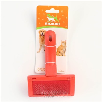 Пуходерка без капель, эргономичная ручка, 10×15 см, красная