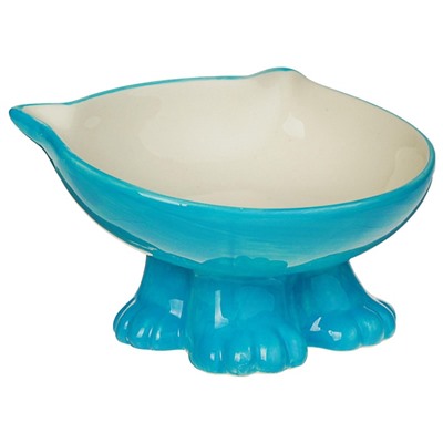 Миска «Киса», 200 мл, на подставке-лапках, керамика, голубая, белая