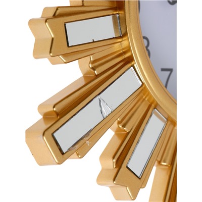 УЦЕНКА Часы настенные интерьерные «Солнце», дискретный ход, 25.5×25.5 см, циферблат d=11 см, золотистые, от батарейки 1×АА