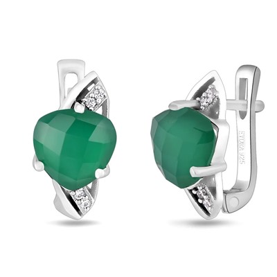 Серьги, зеленый агат, Каприз