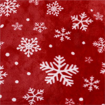 Плед флисовый 150х200 см Красный со снежинками / GP611-5 /уп 20/100/ 696143 новогодний